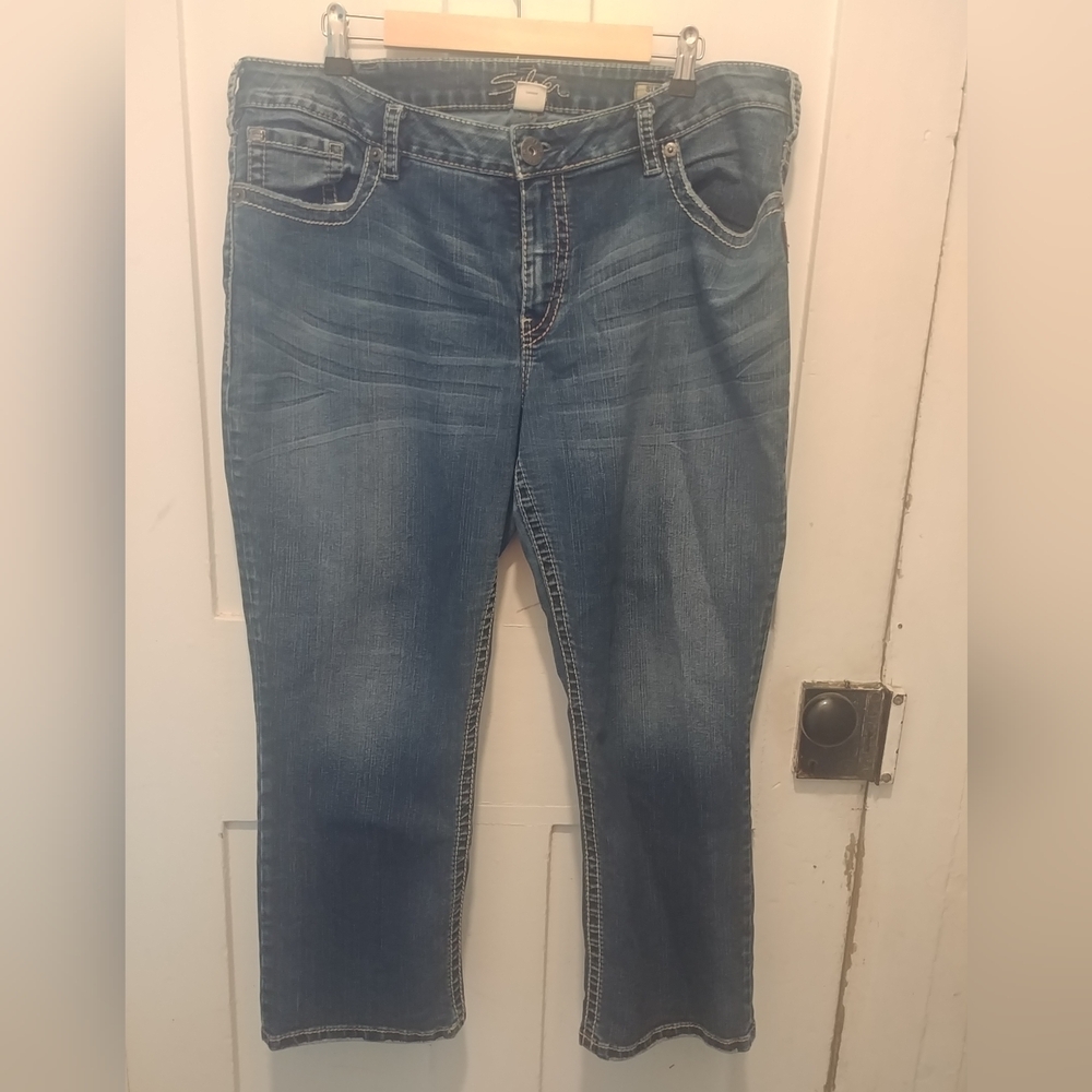 Silver Jeans Women's Suki Capri Blue Denim Jeans Size 20 Y2K (D)